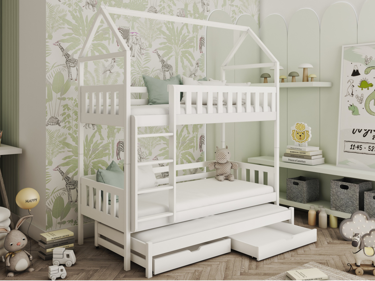 Trivietė vaikiška lova su stalčiais IGA 80x200 2 Trivietė vaikiška lova su stalčiais IGA 80x200 2