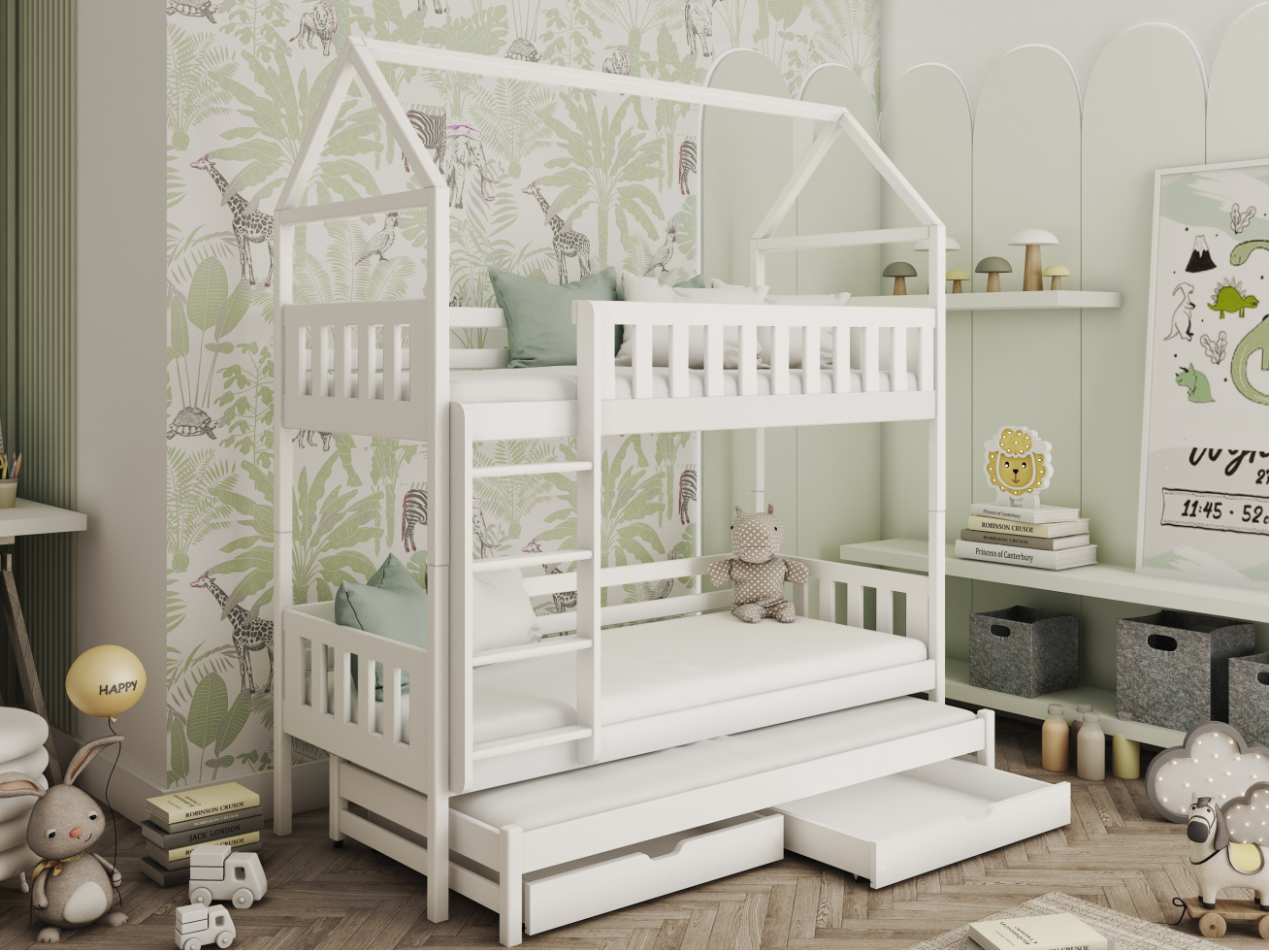 Trivietė vaikiška lova su stalčiais IGA 90x190 1