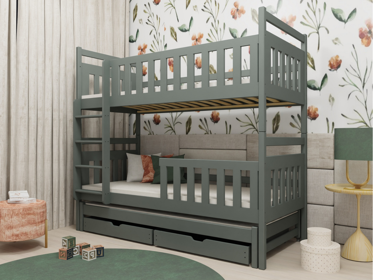 Trivietė vaikiška lova su stalčiais KLARA 80x160 3 Trivietė vaikiška lova su stalčiais KLARA 80x160 3