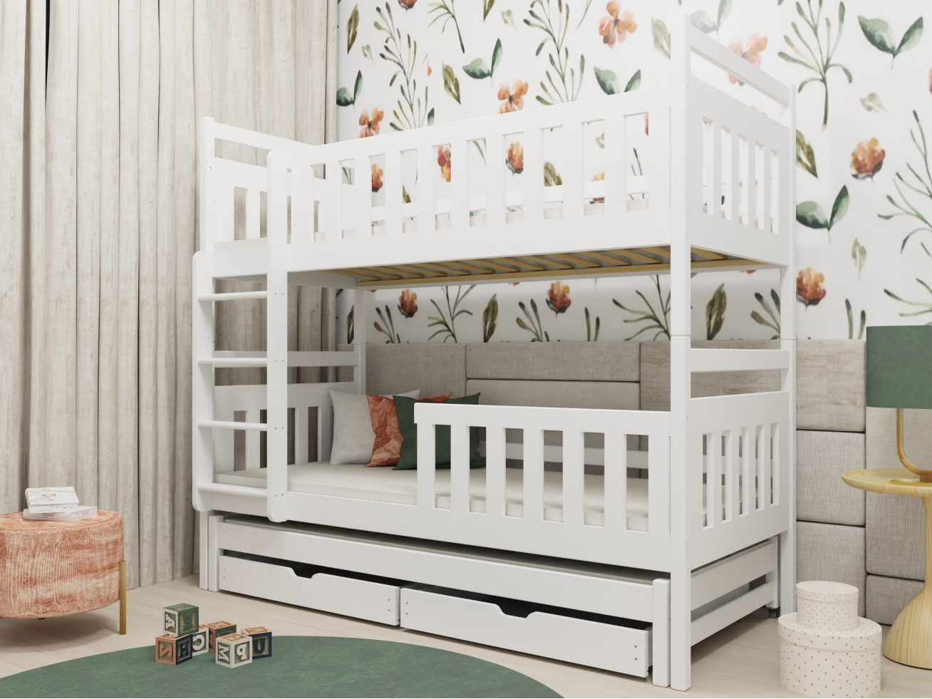 Trivietė vaikiška lova su stalčiais KLARA 80x160 Trivietė vaikiška lova su stalčiais KLARA 80x160