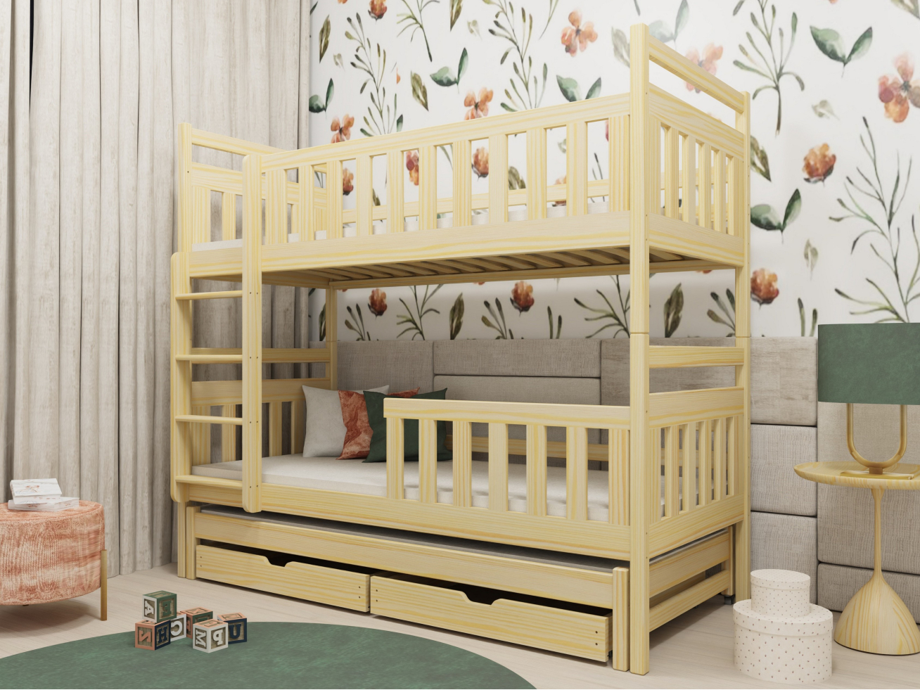 Trivietė vaikiška lova su stalčiais KLARA 80x160 5 Trivietė vaikiška lova su stalčiais KLARA 80x160 5