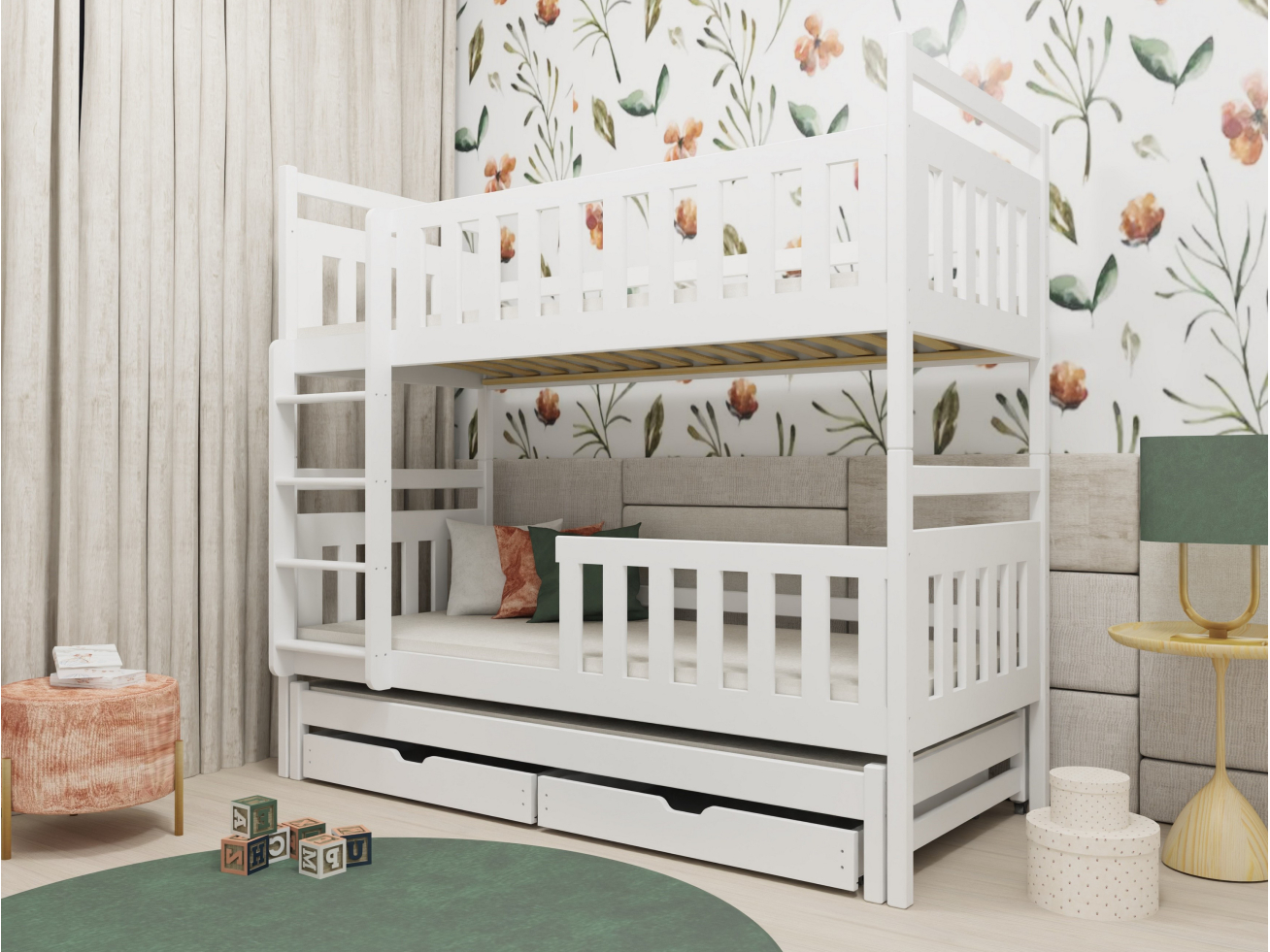 Trivietė vaikiška lova su stalčiais KLARA 80x180 Trivietė vaikiška lova su stalčiais KLARA 80x180