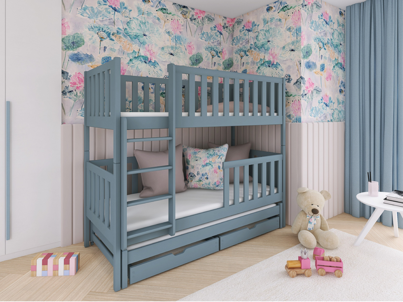 Trivietė vaikiška lova su stalčiais LEA 80x160 3 Trivietė vaikiška lova su stalčiais LEA 80x160 3