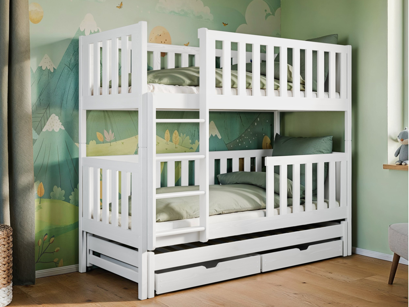 Trivietė vaikiška lova su stalčiais LEA 80x180 2