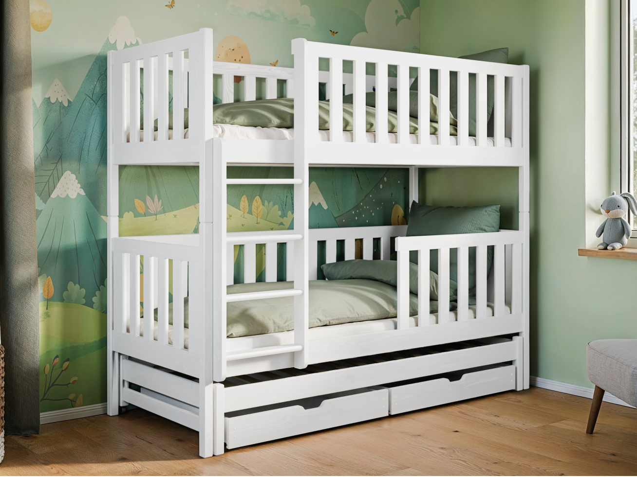 Trivietė vaikiška lova su stalčiais LEA 90x190 2 Trivietė vaikiška lova su stalčiais LEA 90x190 2