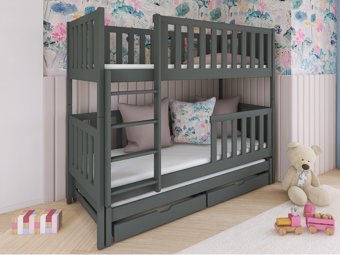 Trivietė vaikiška lova su stalčiais LEA 90x200 3 Trivietė vaikiška lova su stalčiais LEA 90x200 3