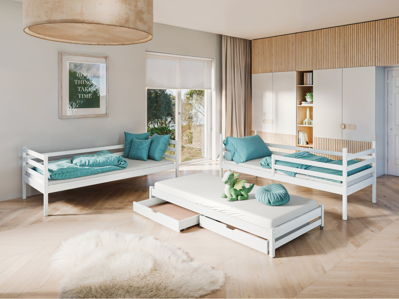 Trivietė vaikiška lova su stalčiais LUK 80x180 1 Trivietė vaikiška lova su stalčiais LUK 80x180 1