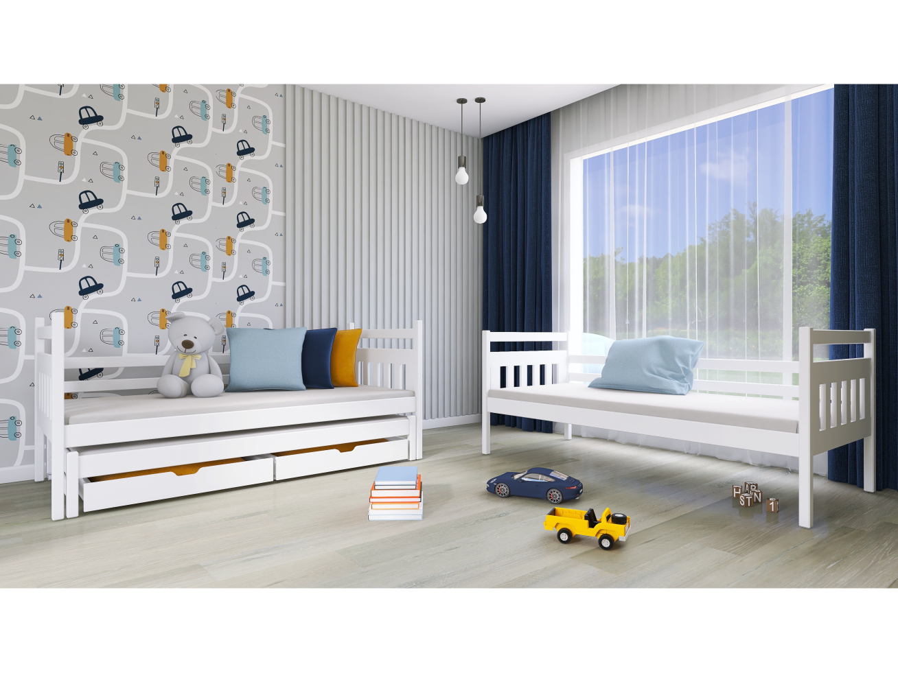 Trivietė vaikiška lova su stalčiais SEWERYN 80x160 1