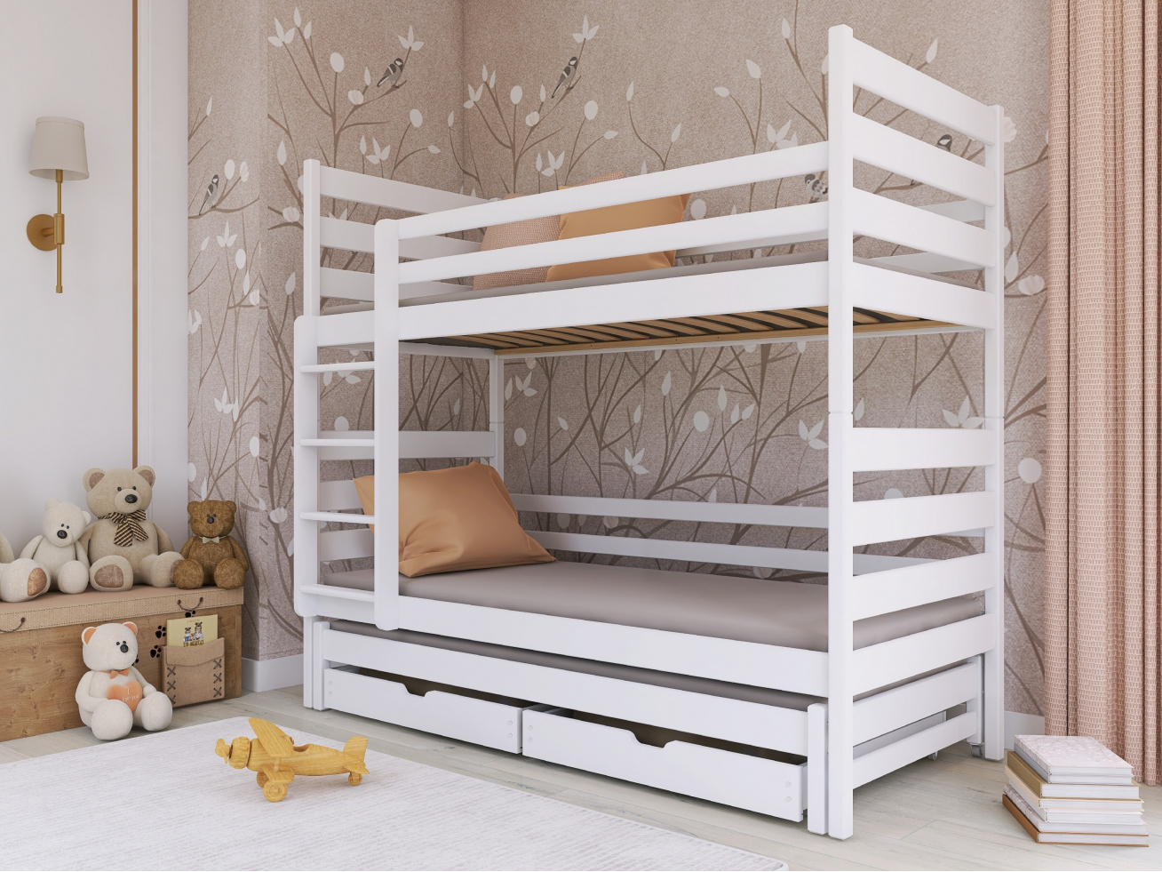 Trivietė vaikiška lova su stalčiais TOMI 80x180 Trivietė vaikiška lova su stalčiais TOMI 80x180