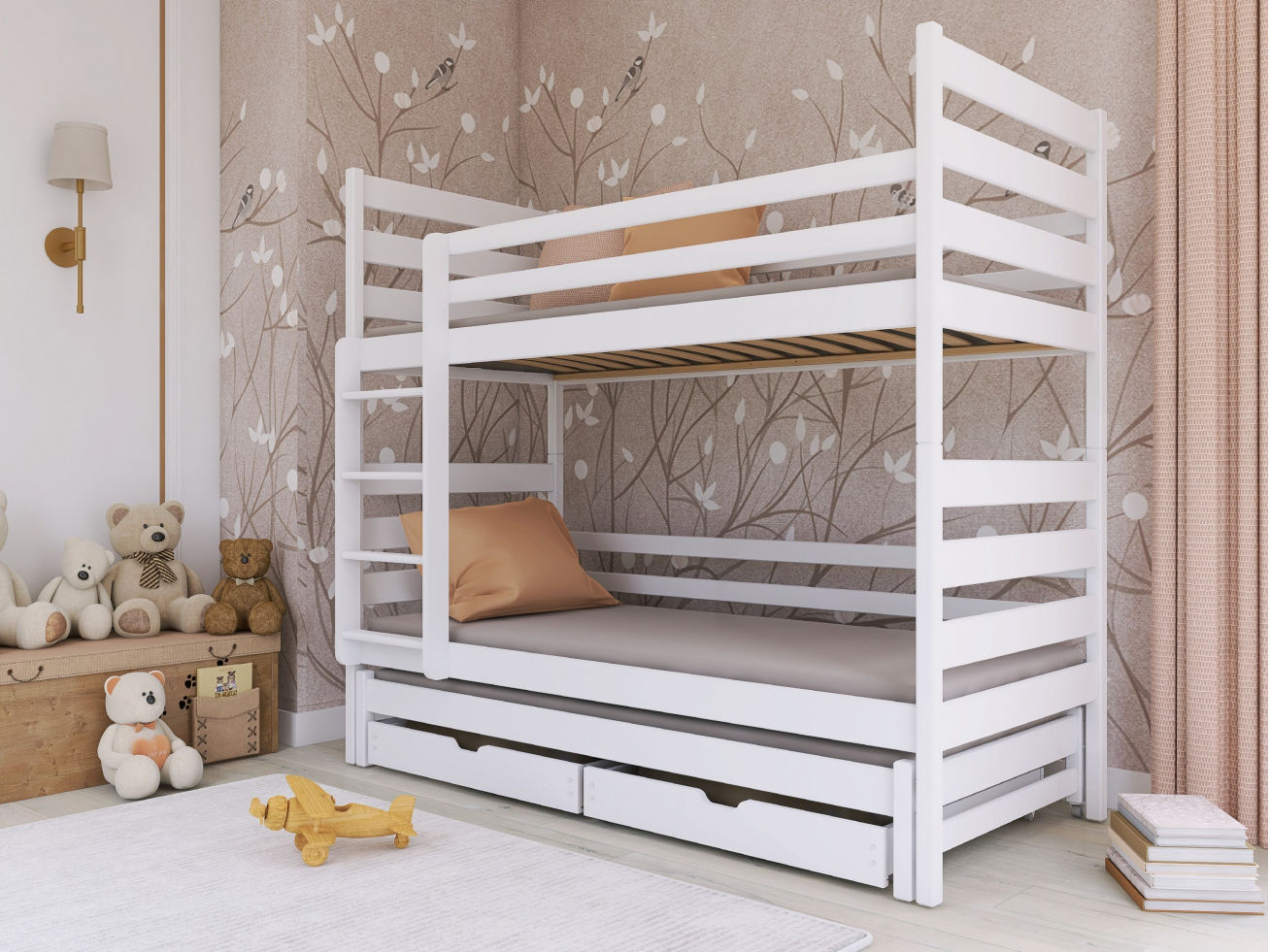 Trivietė vaikiška lova su stalčiais TOMI 80x200