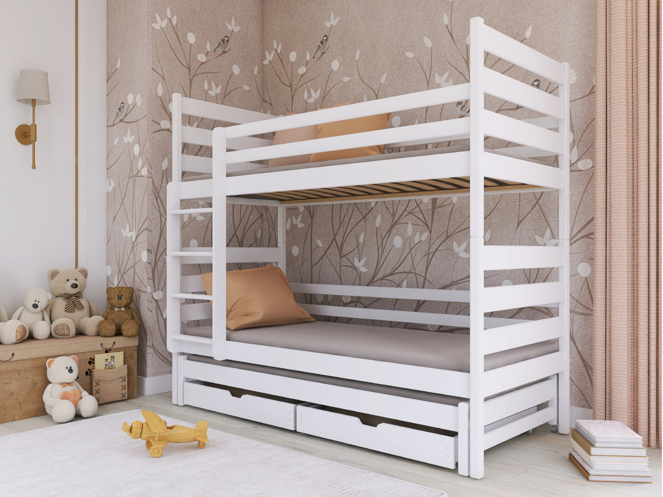 Trivietė vaikiška lova su stalčiais TOMI 90x190 Trivietė vaikiška lova su stalčiais TOMI 90x190