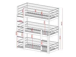 Triaukštė vaikiška lova TED 80x200