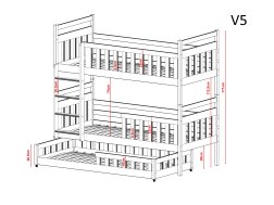 Trivietė vaikiška lova OLIWIA 90x200