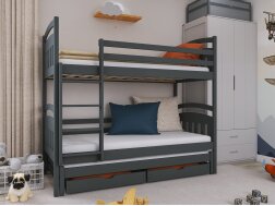 Trivietė vaikiška lova su stalčiais ALAN 80x180