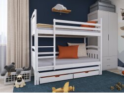 Trivietė vaikiška lova su stalčiais ALAN 80x200