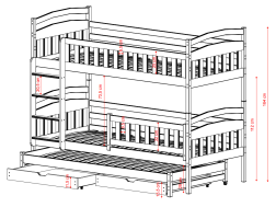 Trivietė vaikiška lova su stalčiais BLANKA 80x160