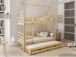 Trivietė vaikiška lova su stalčiais DALIA 80x200