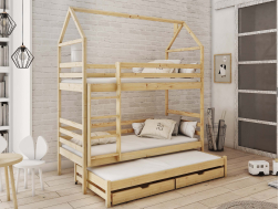 Trivietė vaikiška lova su stalčiais DALIA 90x200