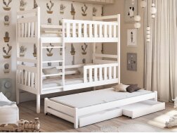 Trivietė vaikiška lova su stalčiais KLARA 80x180