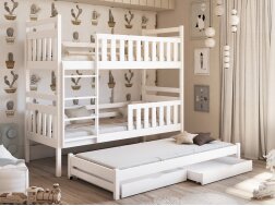 Trivietė vaikiška lova su stalčiais KLARA 80x200