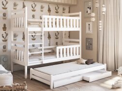 Trivietė vaikiška lova su stalčiais KLARA 90x200