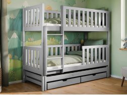 Trivietė vaikiška lova su stalčiais LEA 80x200