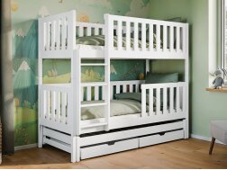 Trivietė vaikiška lova su stalčiais LEA 90x190