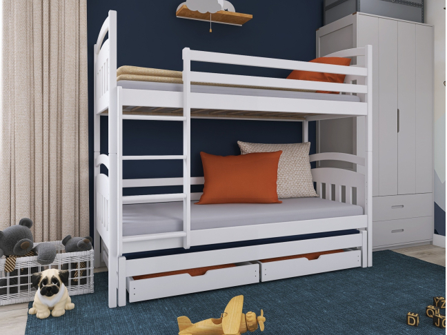 Trivietė vaikiška lova su stalčiais ALAN 80x160