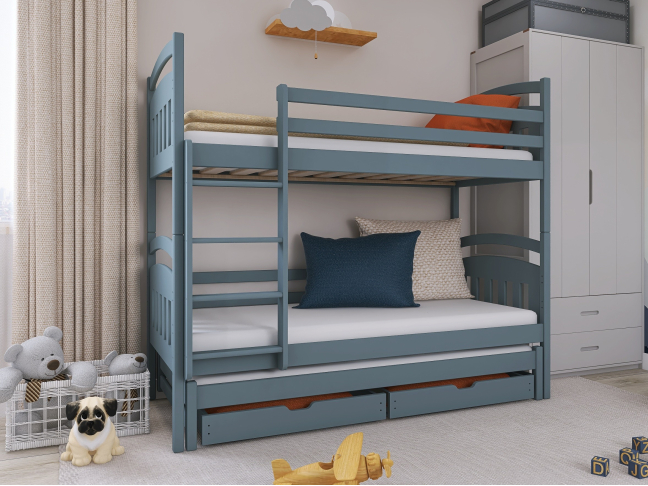 Trivietė vaikiška lova su stalčiais ALAN 80x180 3