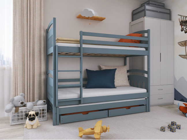Trivietė vaikiška lova su stalčiais ALAN 90x190 4