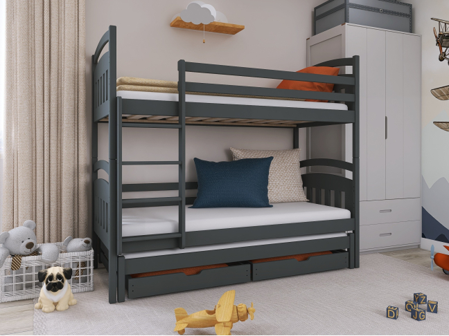 Trivietė vaikiška lova su stalčiais ALAN 90x200 2