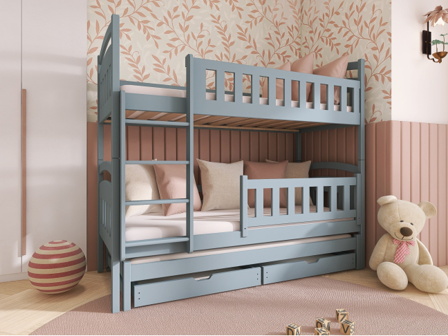 Trivietė vaikiška lova su stalčiais BLANKA 80x200 4 Trivietė vaikiška lova su stalčiais BLANKA 80x200 4