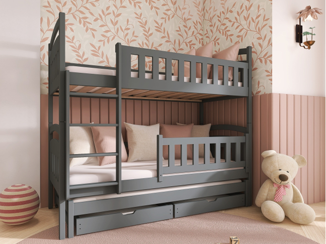 Trivietė vaikiška lova su stalčiais BLANKA 90x190 3 Trivietė vaikiška lova su stalčiais BLANKA 90x190 3