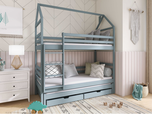 Trivietė vaikiška lova su stalčiais DALIA 90x190 4