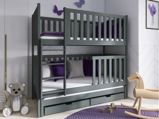 Trivietė vaikiška lova su stalčiais EMILKA 80x180 3 Trivietė vaikiška lova su stalčiais EMILKA 80x180 3