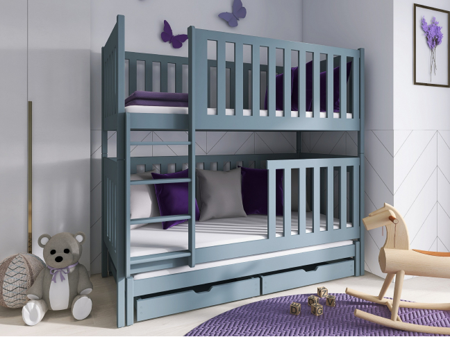 Trivietė vaikiška lova su stalčiais EMILKA 80x200 4