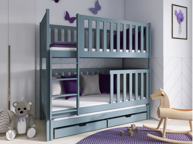 Trivietė vaikiška lova su stalčiais EMILKA 90x200 4 Trivietė vaikiška lova su stalčiais EMILKA 90x200 4