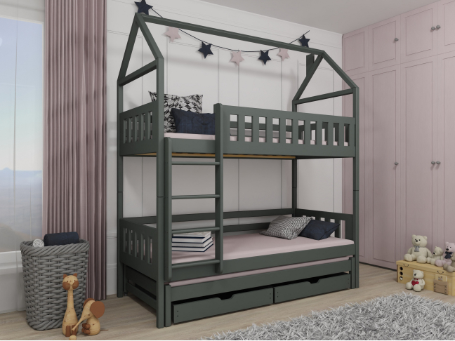 Trivietė vaikiška lova su stalčiais IGA 80x200 4 Trivietė vaikiška lova su stalčiais IGA 80x200 4