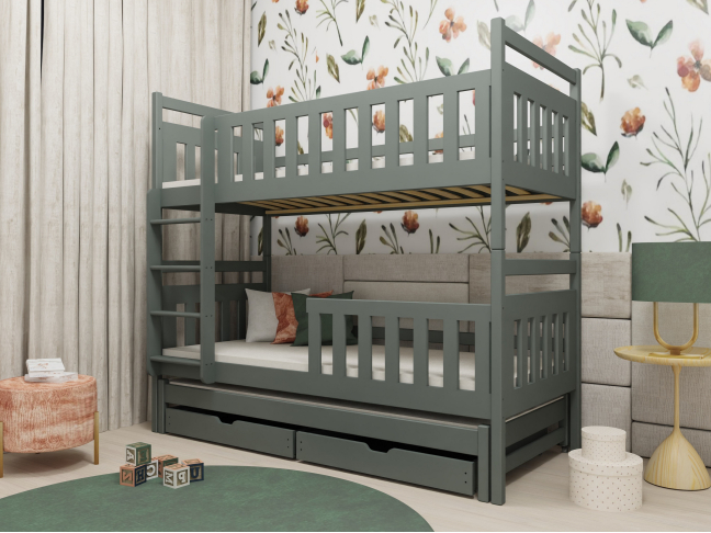 Trivietė vaikiška lova su stalčiais KLARA 80x180 3