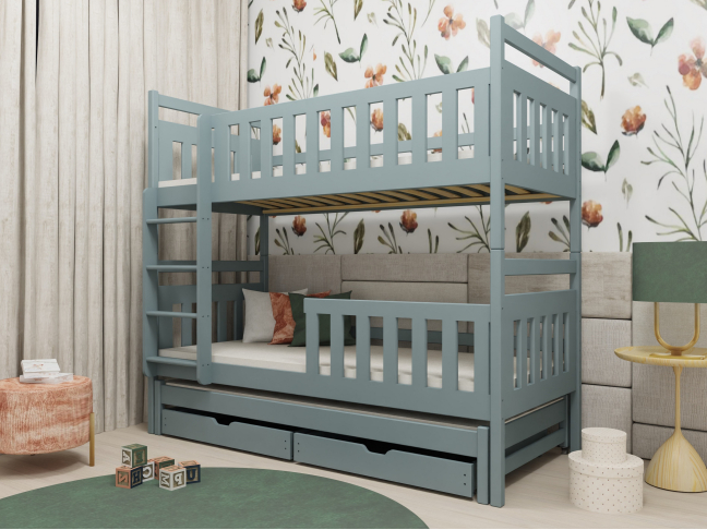 Trivietė vaikiška lova su stalčiais KLARA 80x180 4