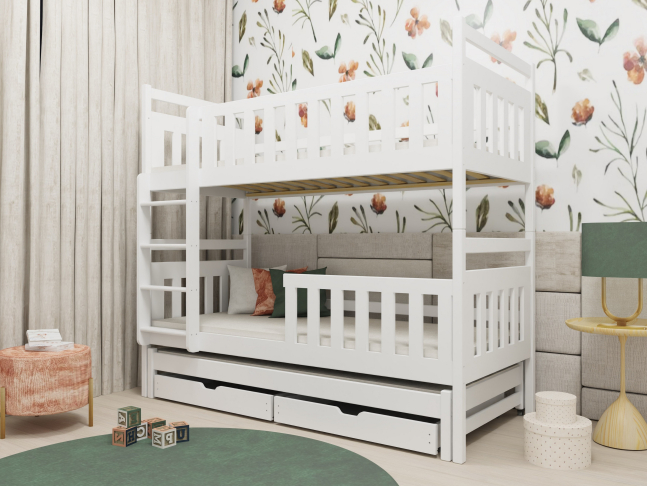 Trivietė vaikiška lova su stalčiais KLARA 80x180