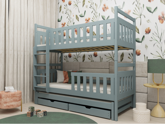 Trivietė vaikiška lova su stalčiais KLARA 80x200 4