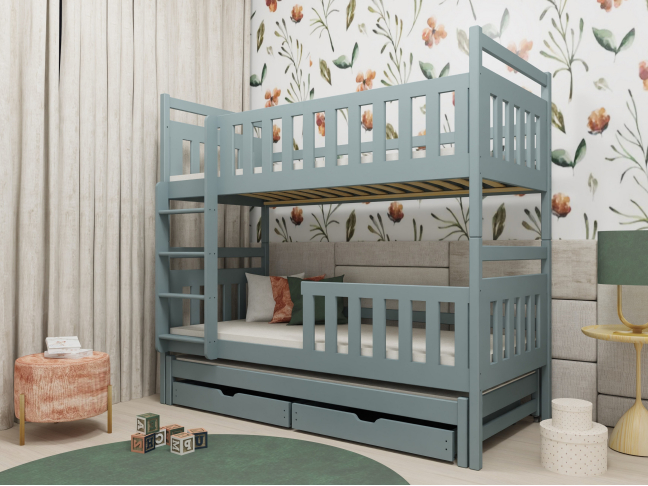 Trivietė vaikiška lova su stalčiais KLARA 90x200 4