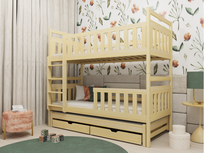 Trivietė vaikiška lova su stalčiais KLARA 90x200 5