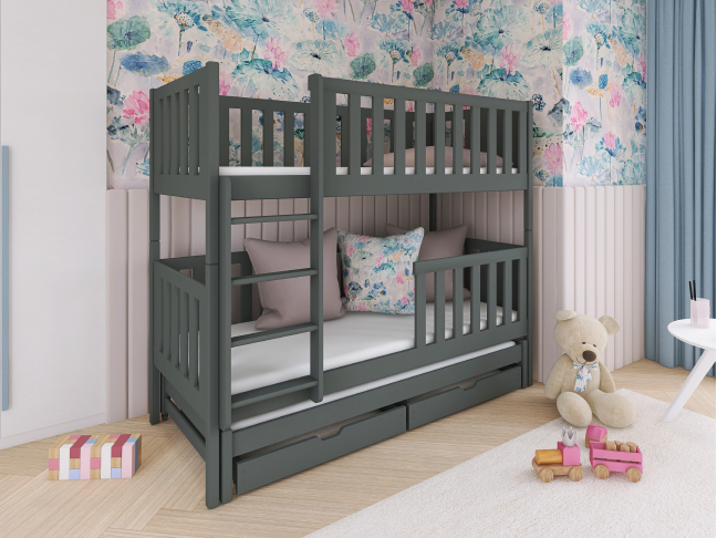 Trivietė vaikiška lova su stalčiais LEA 80x160 4