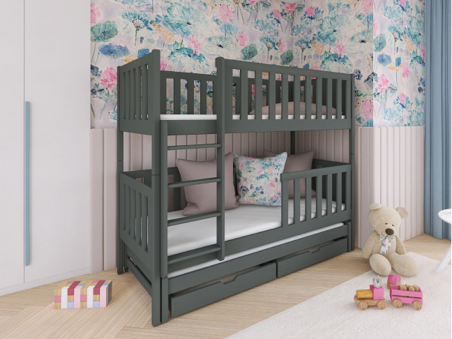 Trivietė vaikiška lova su stalčiais LEA 80x200 3 Trivietė vaikiška lova su stalčiais LEA 80x200 3