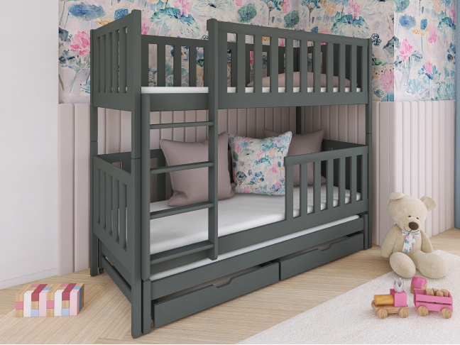 Trivietė vaikiška lova su stalčiais LEA 90x200 3