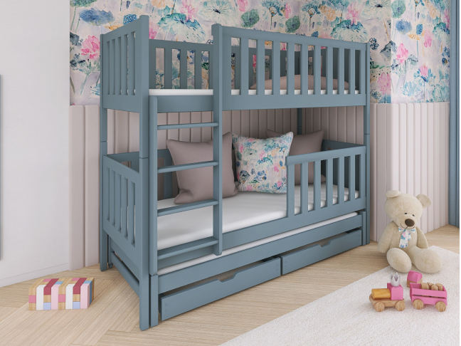 Trivietė vaikiška lova su stalčiais LEA 90x200 4 Trivietė vaikiška lova su stalčiais LEA 90x200 4