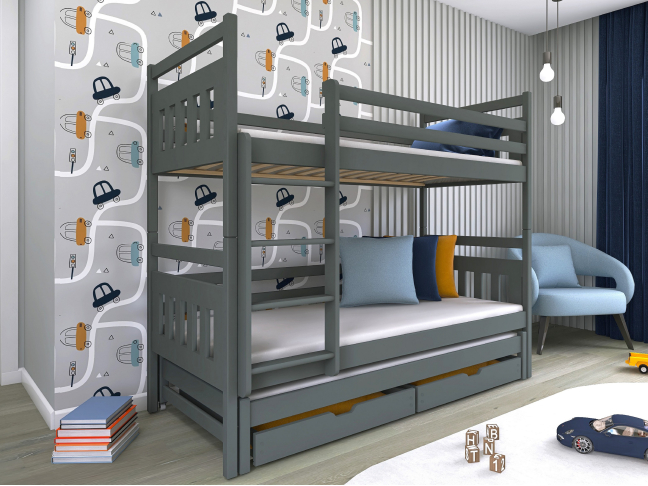 Trivietė vaikiška lova su stalčiais SEWERYN 80x160 2