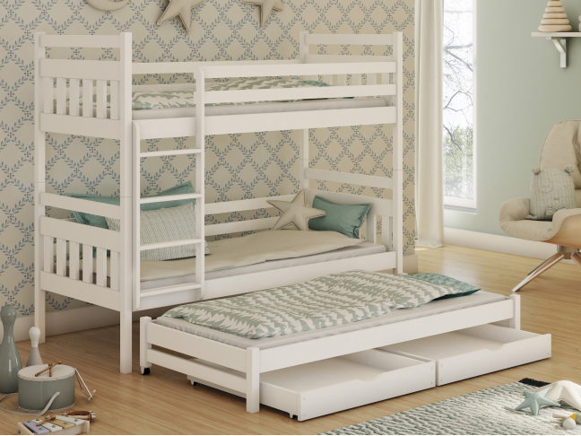 Trivietė vaikiška lova su stalčiais SEWERYN 80x160